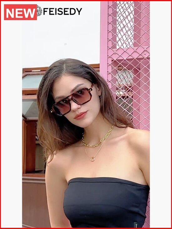 Retro Square Aviator Sunglasses UV400 Protection Wrap Around Frame